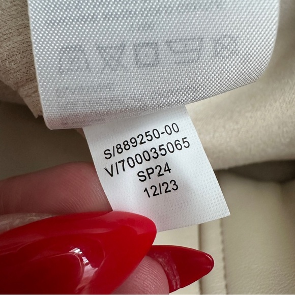 BANANA REPUBLIC Seamed VEGAN LEATHER Midi Pleated Slit Skirt Oyster Pearl Tan 2 - Picture 5 of 9